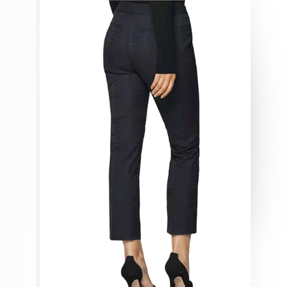 Reiss Pants Navy Blue Plaid Margot Tapered Leg  Stretch Ankle Womens Size 8